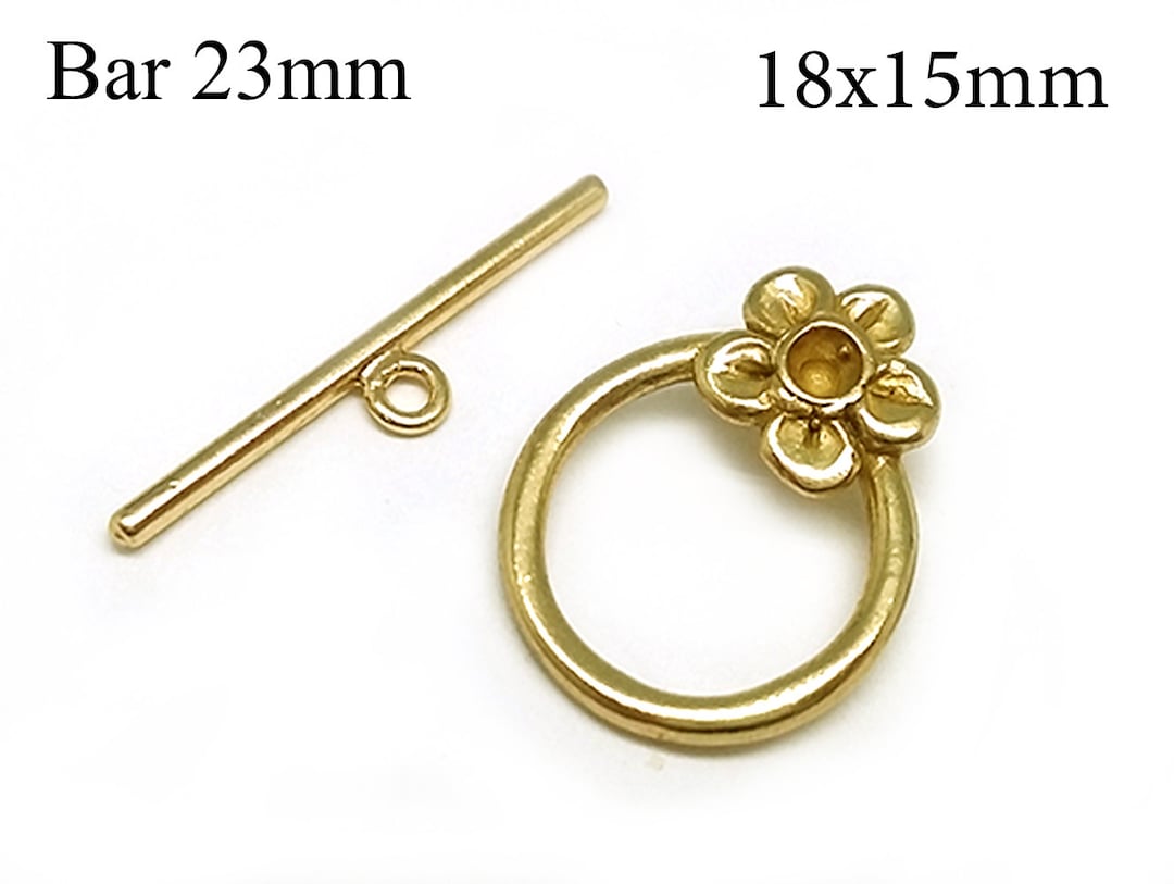 4sets Brass Flower Toggle Clasp Loop 18x15mm Bar 23mm,clasp for