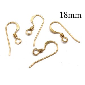 6pcs 14K Gold filled French Ear Wire 18mm wire 0.6mm Ear hooks with spring - Earring Hooks
