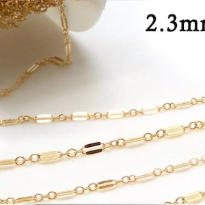 1meter Gold Filled 14K Dapped Long & Short Sequin Chain Unfinished 2.3mm - available in bulk (spools), Sequin Dapped Long and Short Chain