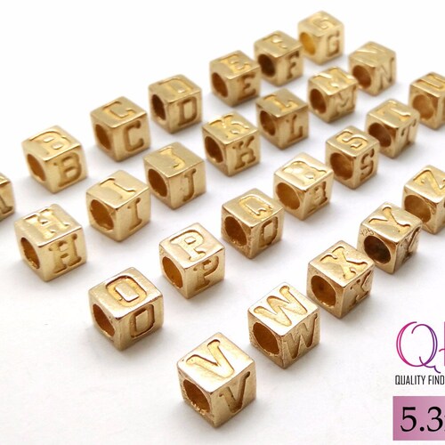 Letter Bead Alphabet Charm ABC Charms Letter Charm Italic Etsy