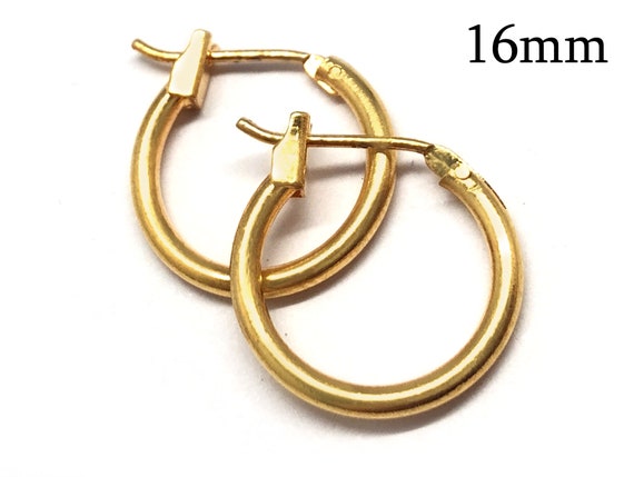 Créoles En Plaqué Or 16 Mm - Boucles D'oreilles Fines Et Légères, Neuves Avec étiquettes, Marque OxcmoBijoux