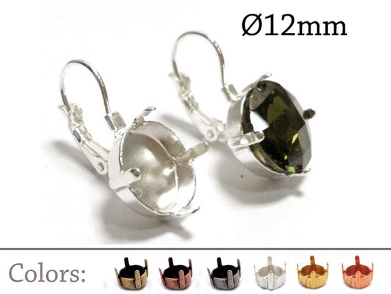 3pairs Round Bezel Earring Settings 12mm - Lever Back Earrings - JBB Findings - Jewelry Base - Brass, Copper, Silver, Gold, Rose gold plated