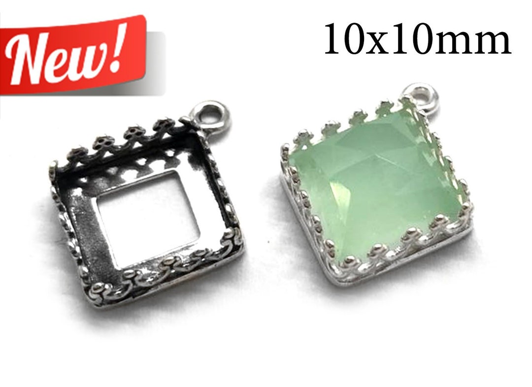 3pcs Square Bezel Setting 10mm Sterling Silver 925 Fits Etsy