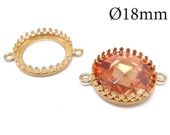 4pcs 18mm Round Bezel Cup Brass with 2 loops Brass, Copper, Silver, Gold, Rose Gold plated - Jewelry base, JBB Findings, Cabochon settings