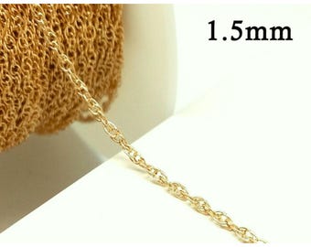 1meter Gold Filled 14K Rope 1.5mm Chain Unfinished - Wholesale rope chain, Jewelry supplies