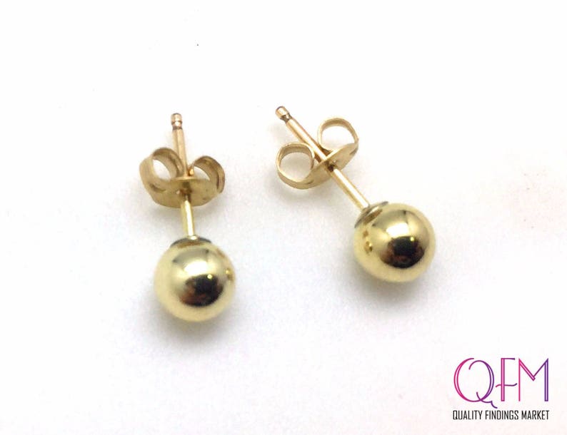 6 pcs Gold Filled 14K Stud Ball Earrings Sizes: 3mm, 4mm, 5mm, 6mm. GF ball earring. Earring Backs Included Bead earrings, tiny earrings image 3