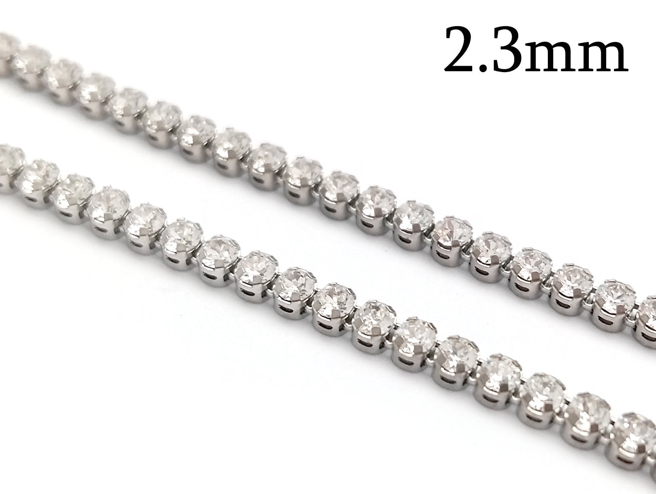 Buy 1foot Tennis Chain Swarovski Rhinestone Brass Silver Plated 2.3mm With  Crystal Stones 30.5cm, Crystal Rhinestone Cup Chain, JBB Findings Online in  India 