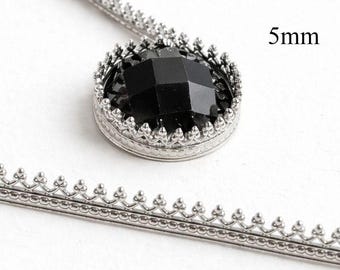 1 unidad de alambre de engaste de galería de plata fina 999 fundida con patrón de corona de 75 x 5 mm