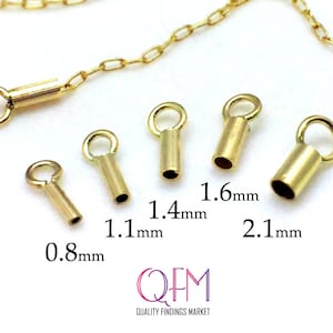 10pcs Gold Filled 14K Crimp End Cap inside diameter of 0.8mm, 1.1mm 1.4mm, 1.6mm, 2.1mm - Chain / Cord Ends Caps - Beading Chain End Cap