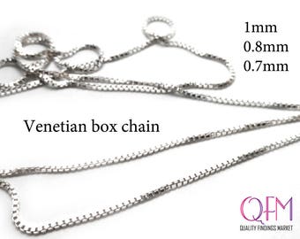 Catena veneziana in argento sterling 925 da 1 metro da 1 mm, 0,8 mm, 0,7 mm delicata non rifinita (3,28 piedi) - disponibile anche sfusa (bobine)