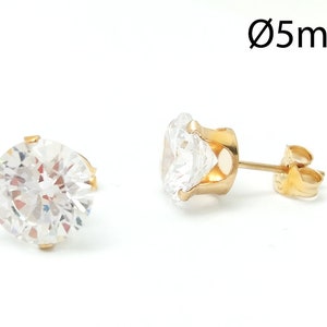 2pairs Gold Filled 5mm Cubic zirconia stud earrings, CZ diamond earrings,  Simple Gemstone post Earrings, Delicate Earrings Wholesale