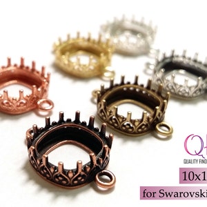 6pcs Cushion Bezel Cup 10x10mm  Brass, Copper, Silver plated - Jewelry base, JBB Findings, Stone setting Rounded Square, Fit Swarovski 4470