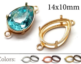 5pcs Drop Bezel Cup 14x10mm Brass fit Swarowski 4320 - bracelet Jewelry Base, JBB Finding, Bezel Settings- Pear Bezel link QFMarket