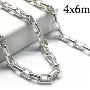 1meter Sterling silver 925 Cable Link Chain 4x6mm Unfinished with Rectangular loop (3.28 Feet) This type of chain available in bulk (spools)