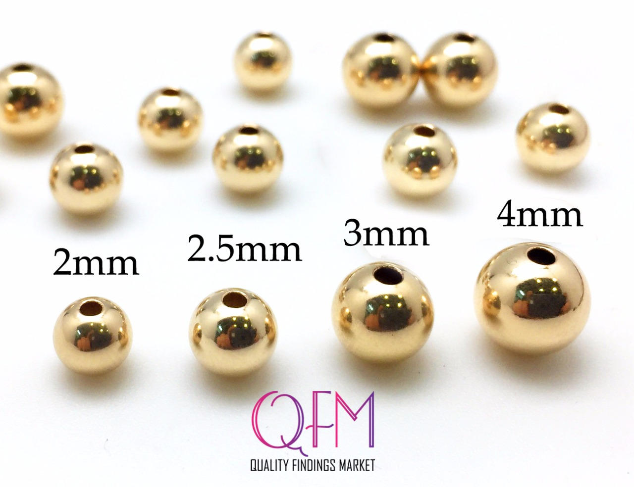 KEOOID TMIGOO 100pcs 14K 2mm Gold Filled Spacer Beads for Jewelry Making, 14K Gold Filled Round Beads 2mm Gold Beads
