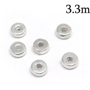 20pcs Sterling Silver 925 Round Spacer Rondelle bead 3.2mm thickness 1.2mm hole 0.8mm - Silver beads - Round Spacer balls, JBB findings-QFM