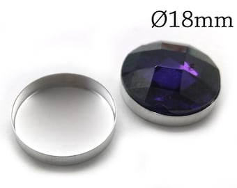 6 st silverbezelkopp, silverrund infattning 18 mm, JBB-fynd, smyckesbas, silverhänge, silverberlock, cabochonbas, cabochoninfattning