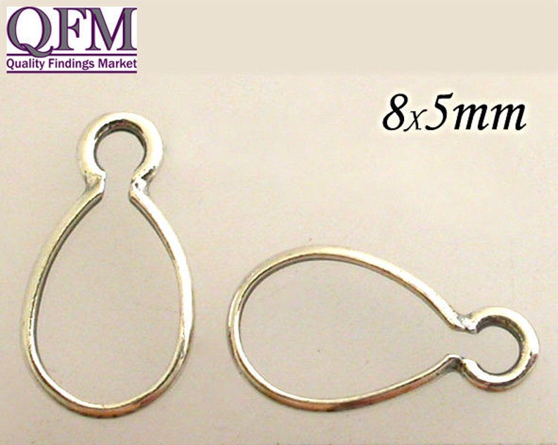 Crimp bezel cup- J8x5mm 16pcs Crimp Bezel Cup Sterling Silver Drop Bezel Cup 1 loop JBB Findings Bezel settings QFMarket