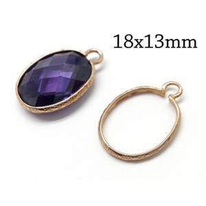 10pcs Brass 18x13mm Oval Crimp Bezel Settings, Bezel Cup 1 loop, Stone settings