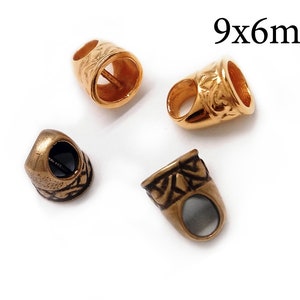 6pcs Brass Multistrand End Cap for Kumihimo Wire 9x6mm, JBB Findings, QFMarket, Cord End Caps, Shiny or Antique Brass, Copper, Silver