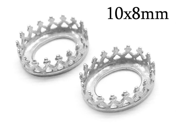 100％本物 5pcs Oval Crown Bezel Cup Sterling Silver 925 10x8mm Without アクセサリー
