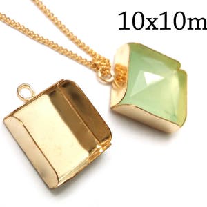 2pcs Gold Filled Bezel Cup, square Shaped Setting With Loop, JBB Findings, Available in 10mm Jewelry Base, square Bezel Cup