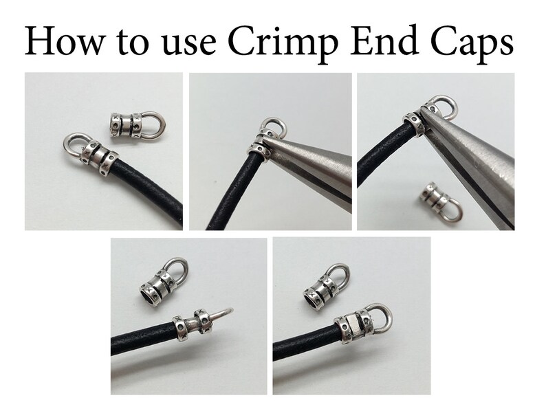 30pcs Sterling Silver Crimp End Caps Silver Fold Over Cord