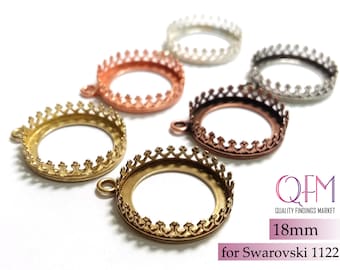 5pcs 18mm Round Bezel Cup Brass with 1 loop Finishes: Antique / Shiny Brass, Copper plated, Silver plated - Jewelry base JBB Findings