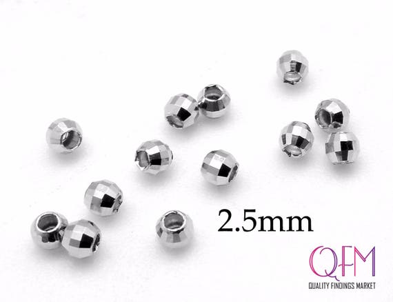 100 pieces Black Rhodium Plated Sterling Silver 925 Diamond Cut 4mm Round Beads 