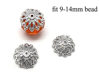 6pcs Sterling Silver Bead Caps fit 10-14mm beads - 12x4mm , 925 Sterling Silver, Spacer Beads Cap - JBB Findings - Bead End Cap