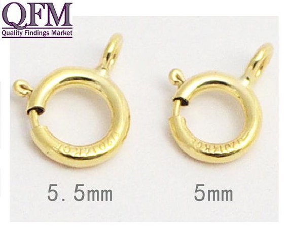 Ofiuny 18K Gold Spring Ring Clasp for Jewelry Making,925 Sterling Silver  Necklace Clasps and Closures with Closed Jump Rings,6MM Thicken Style  Spring