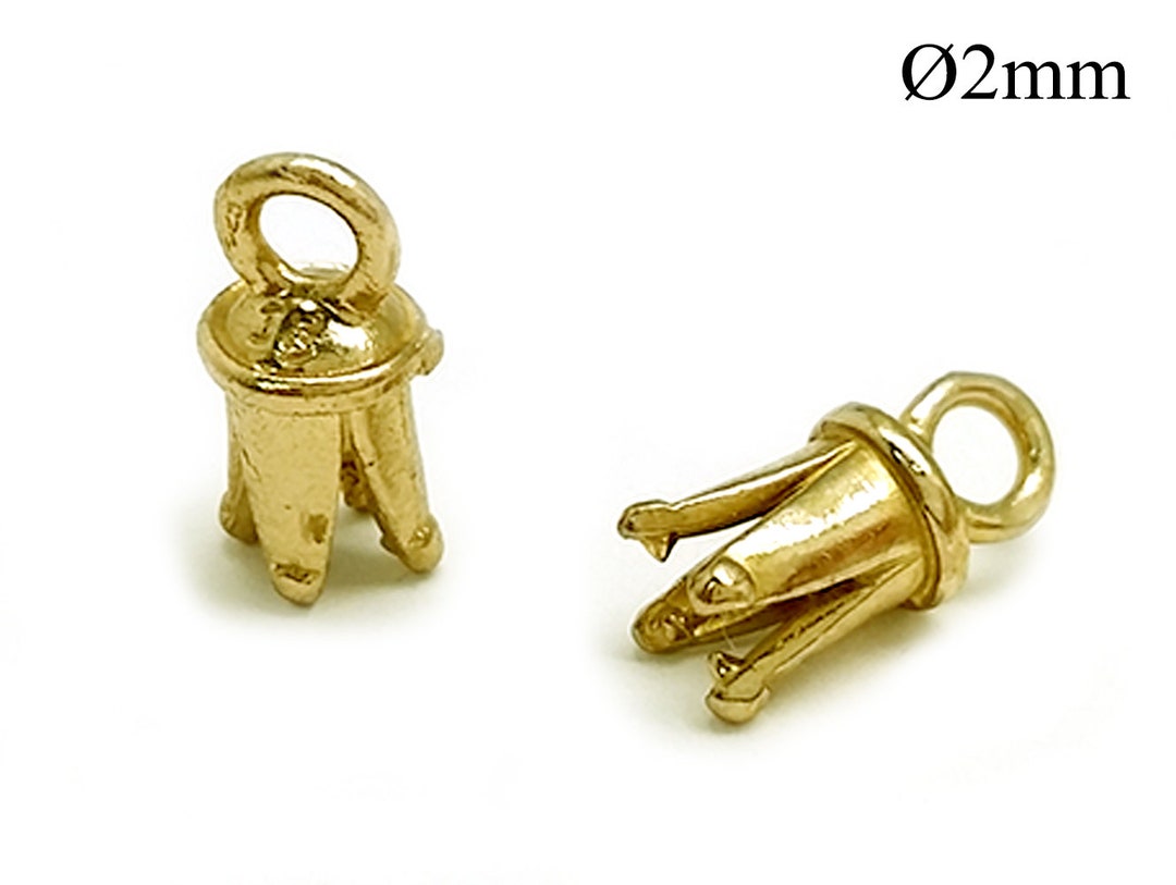 6pcs Brass Crimp End Cap ID 2mm With 1 Loop Flower Cord Ends Etsy