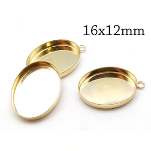 1pc Gold Filled Bezel Cup 16x12mm, Oval Setting With Loop, JBB Findings , Jewelry Base, Pendant DIY, stamping bezel tray, Cabochon settings