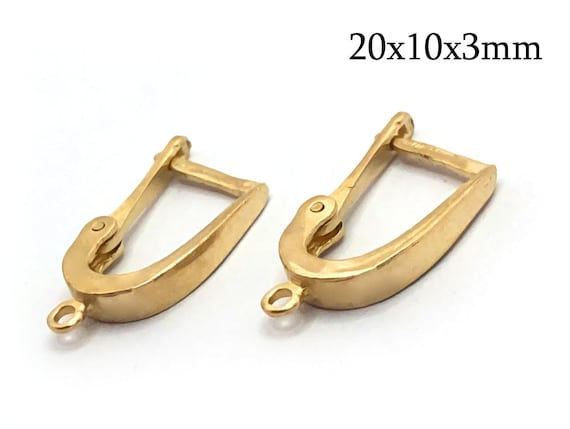 1pair 14K Solid Gold Leverback 20mm Earrings Ear Wire with loop, 14K Yellow  Gold Lever Back Earring Settings, JBB Findings