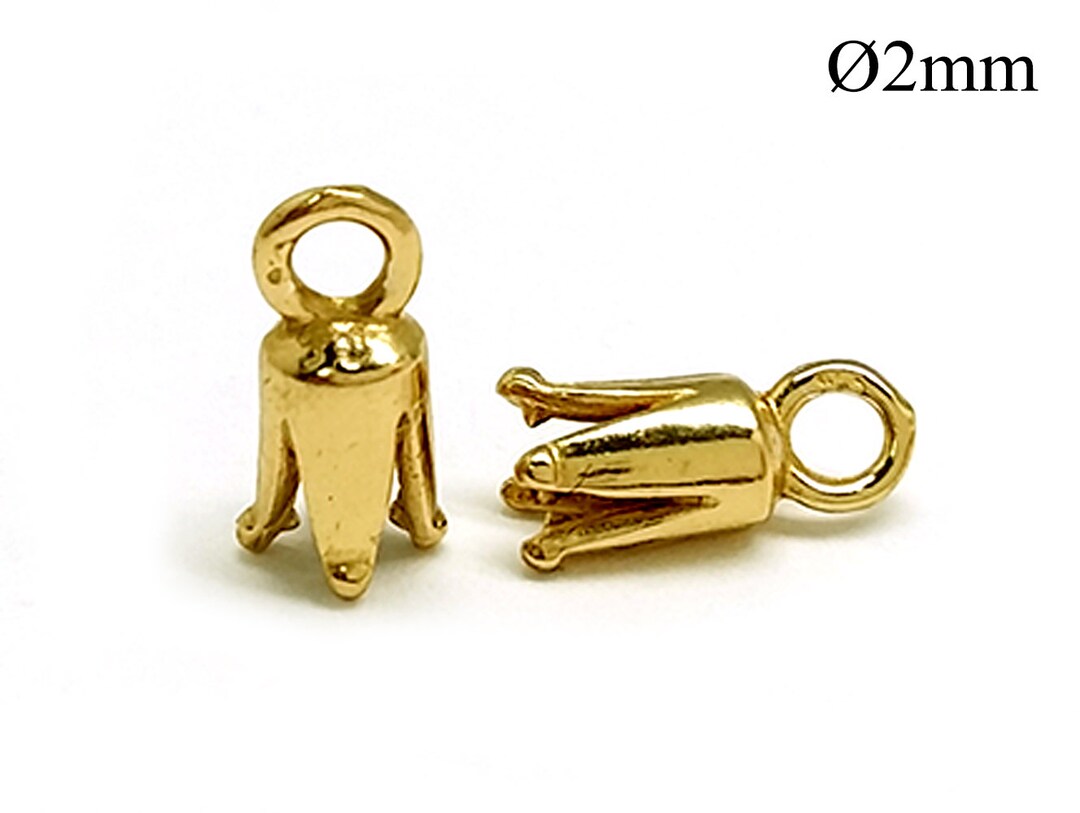 10pcs Brass Crimp End Cap ID 2mm With 1 Loop Flower Cord Ends Etsy