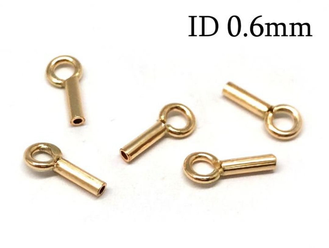 10pcs Gold Filled 14K Crimp End Cap, With Inside Diameter of 0.6mm