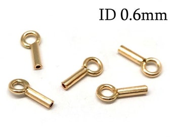 10pcs Gold Filled 14K Crimp End Cap, with inside diameter of 0.6mm - Chain / Leather Cord Ends Caps - Beading Chain End Cap, JBB Findings