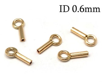 10pcs tapa de extremo de engarzado de 14K llena de oro, con un diámetro interior de 0,6 mm - tapas de extremos de cadena / cordón de cuero - tapa de extremo de cadena de cuentas, hallazgos JBB