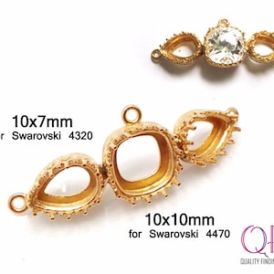 Bezel Setting Pendant for Swarovski 4470, Pendant Jewelry Base, JBB Findings, Swarovski 4320, Gold Finish Bezel, Pendant Stone Setting
