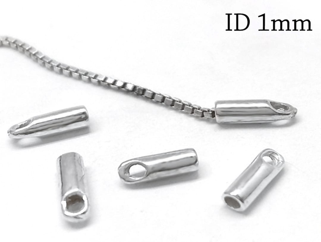 スターリングシルバー925クリンプエンドキャップ30個、内径1mm