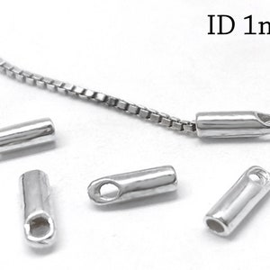 30pcs Sterling Silver 925 Crimp End Cap, with inside diameter 1mm - Chain / Cord Ends Caps - Beading Chain End Cap