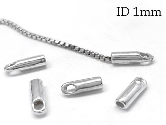 30pcs Sterling Silver 925 Crimp End Cap with inside diameter 1mm Chain Cord Ends Caps Beading Chain End Cap