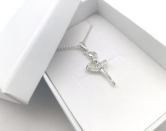 Ballerina pendant Sterling Silver, Sterling Silver Ballerina Necklace, Dance Recital Gift, Dancer Silhouette, Dance Necklace, Dancer Jewelry