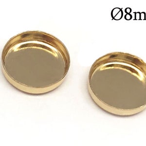 4pcs Gold Filled 14K Round Bezel Cups 8mm - Jewelry bases - Bezel settings Gold Filled - Round Setting - 8mm Cabochon settings, Stone bezel