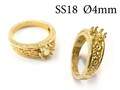2pc Brass Flower Decorative Bezel Ring 4mm fit Swarovski SS18, JBB Findings, Ring 4, 6, 7, 8 US, JBB Findings - Brass, Copper, Silver plated product logo