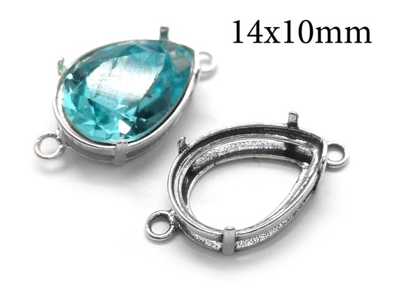 3pcs Sterling Silver 925 Drop Bezel Cup 14x10mm,2 loops Cushion Bezel  Link 14x10mm, Silver Bezel Connector - QFMarket - JBB Findings