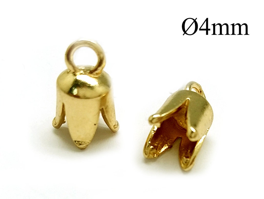 6pcs Brass Crimp End Cap ID 4mm With 1 Loop Flower Cord Ends Etsy