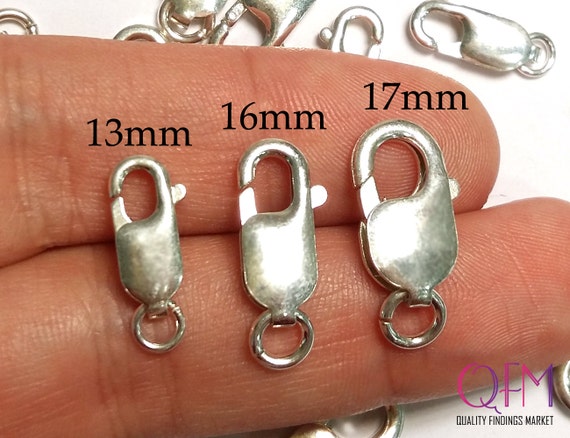 US Seller 12 MM Silver Plated Brass lobster Clasp Pkg of 10 /& 20 Jump Ring