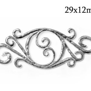 4pcs Sterling Silver 925 Filigree Link 30x12mm, Link with Two Loops, Connector, Filigree Link, Victorian Connector, Victorian Style