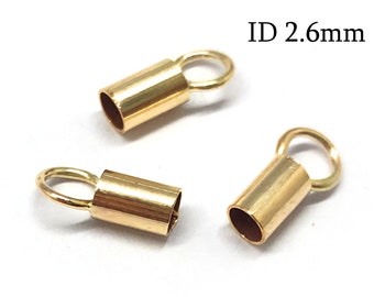 6pcs Gold Filled 14K Crimp End Cap, with inside diameter of 2.6mm - Chain / Leather Cord Ends Caps - Beading Chain End Cap, JBB Findings